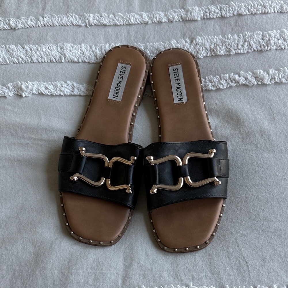 Steve Madden Black Slide Sandals